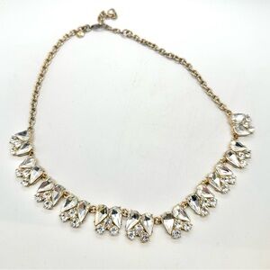 J Crew Crystal Rhinestone Gold Tone Necklace Icy Clear Sparkle